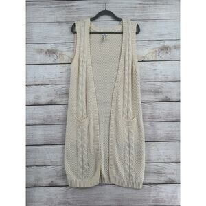Joie Loose Knit Sleeveless Duster Cardigan Sweater Womens Medium Cream